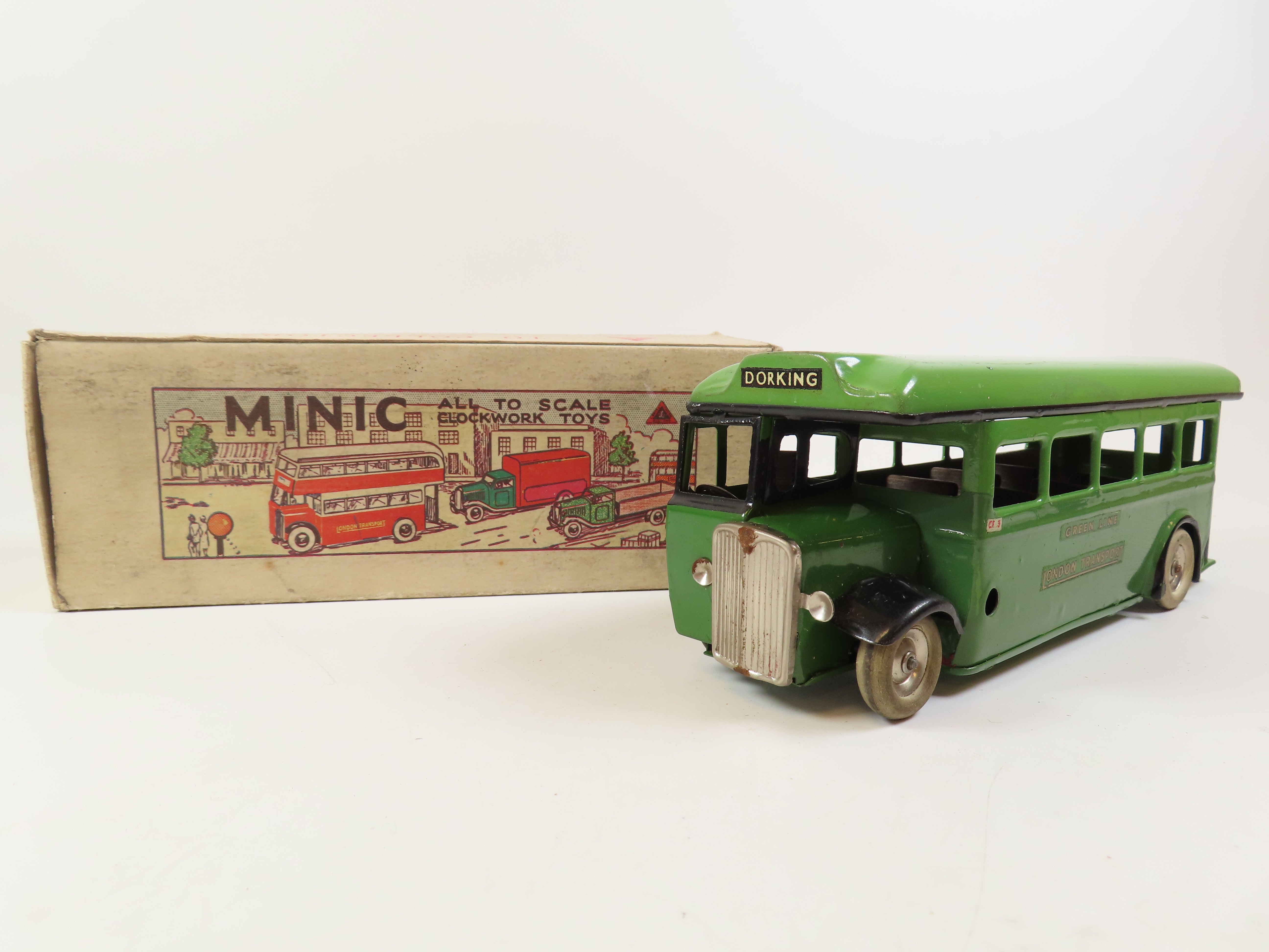 Tri-ang Minic Clockwork Single Deck Bus, Green, Near Mint/Boxed