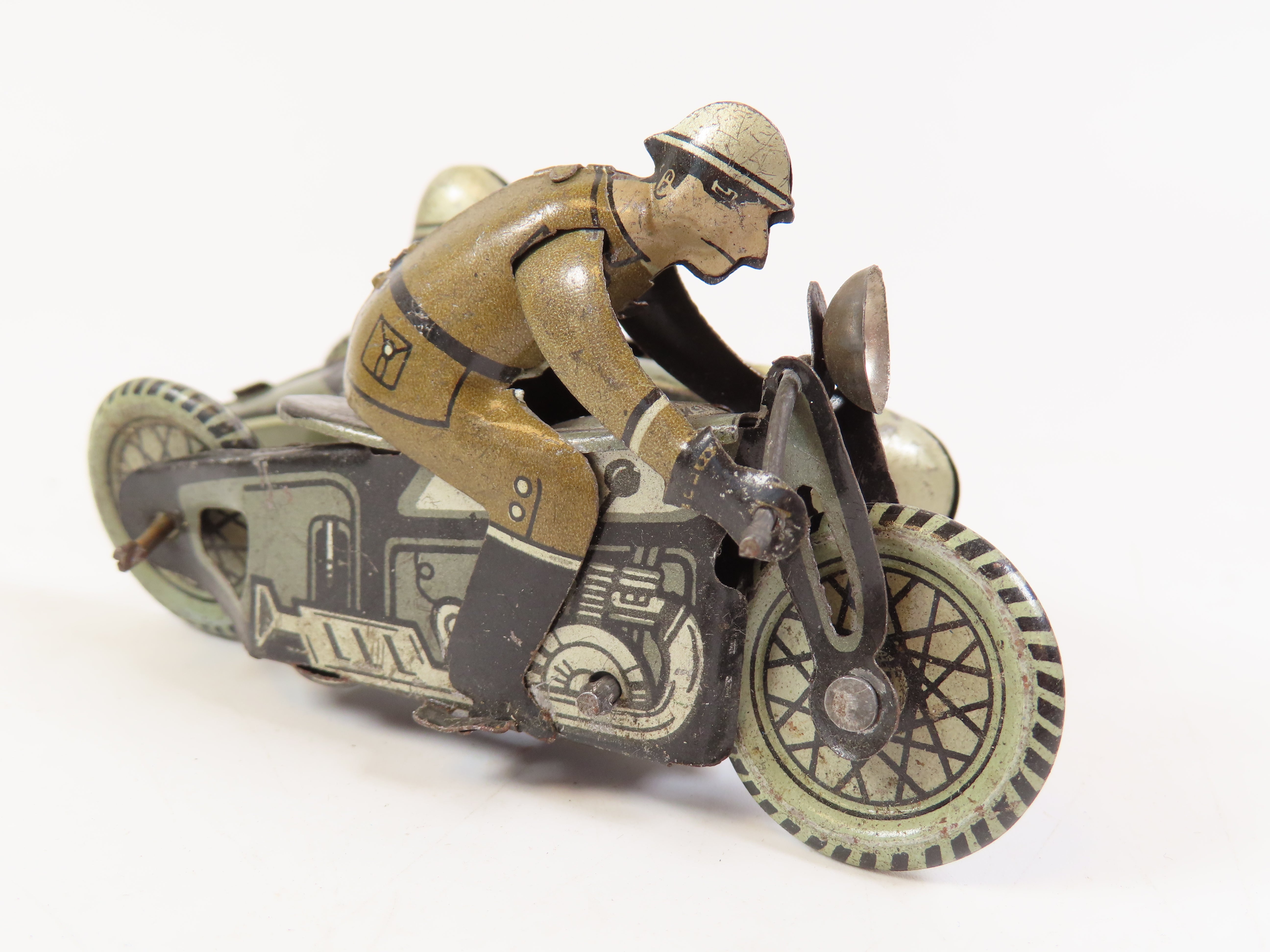 CKO Kellermann 341 Tinplate Clockwork Motorbike & Sidecar