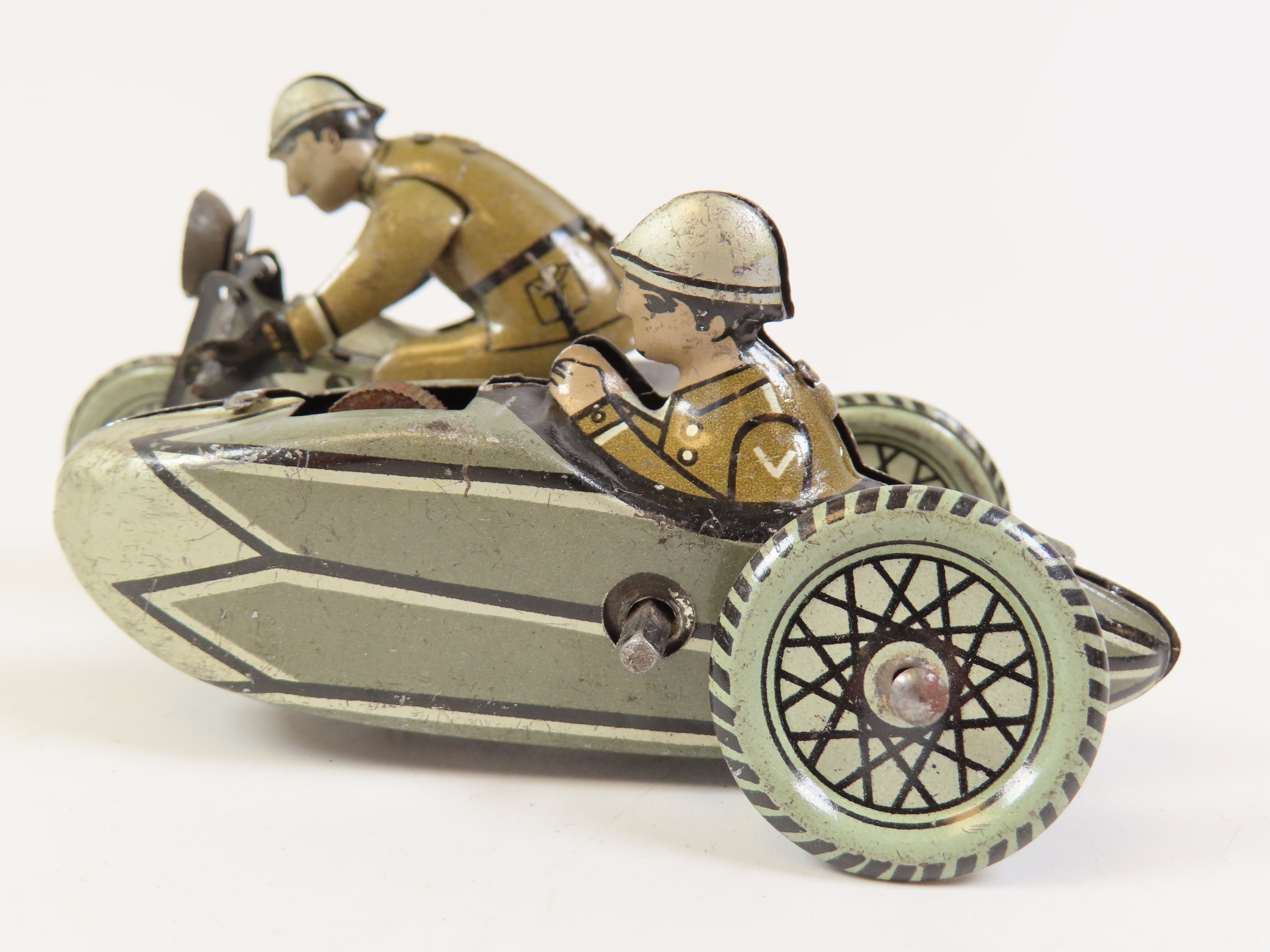 CKO Kellermann 341 Tinplate Clockwork Motorbike & Sidecar
