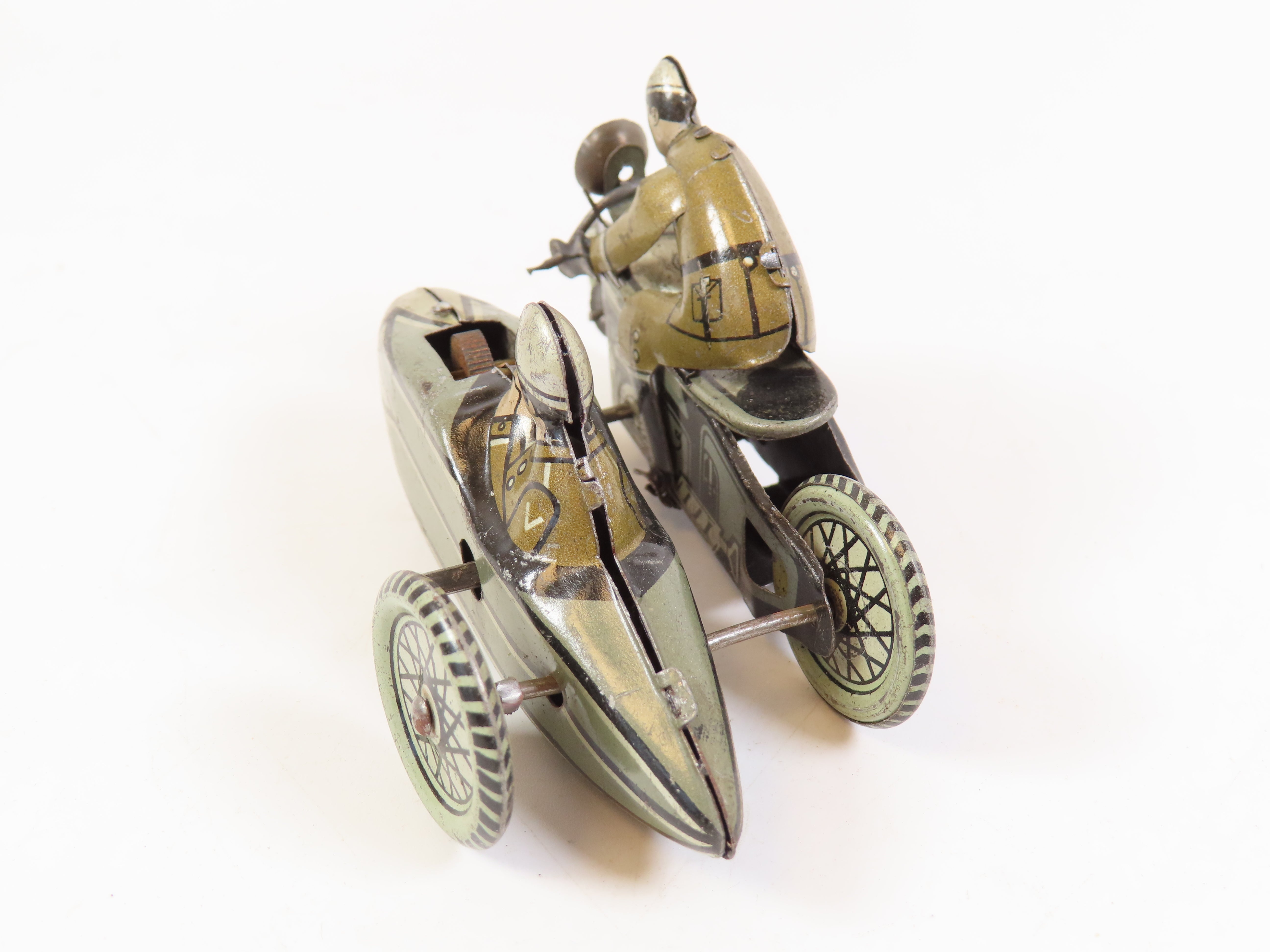 CKO Kellermann 341 Tinplate Clockwork Motorbike & Sidecar
