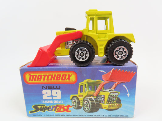 Matchbox Superfast 29 Tractor Shovel - Yellow/Red - 99% Mint Boxed!