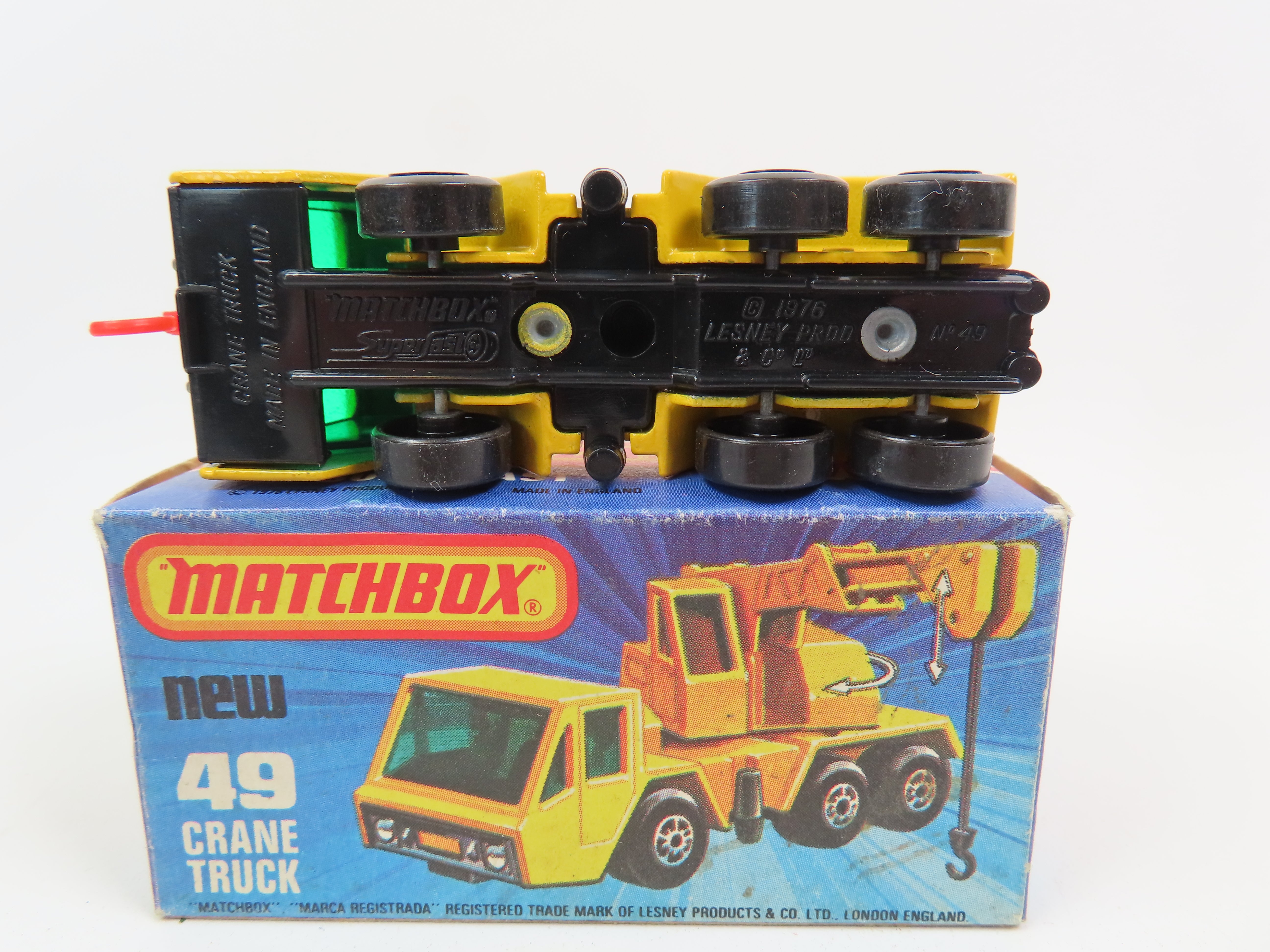 Matchbox Superfast 49 Crane Truck - Yellow/Orange - Mint Boxed