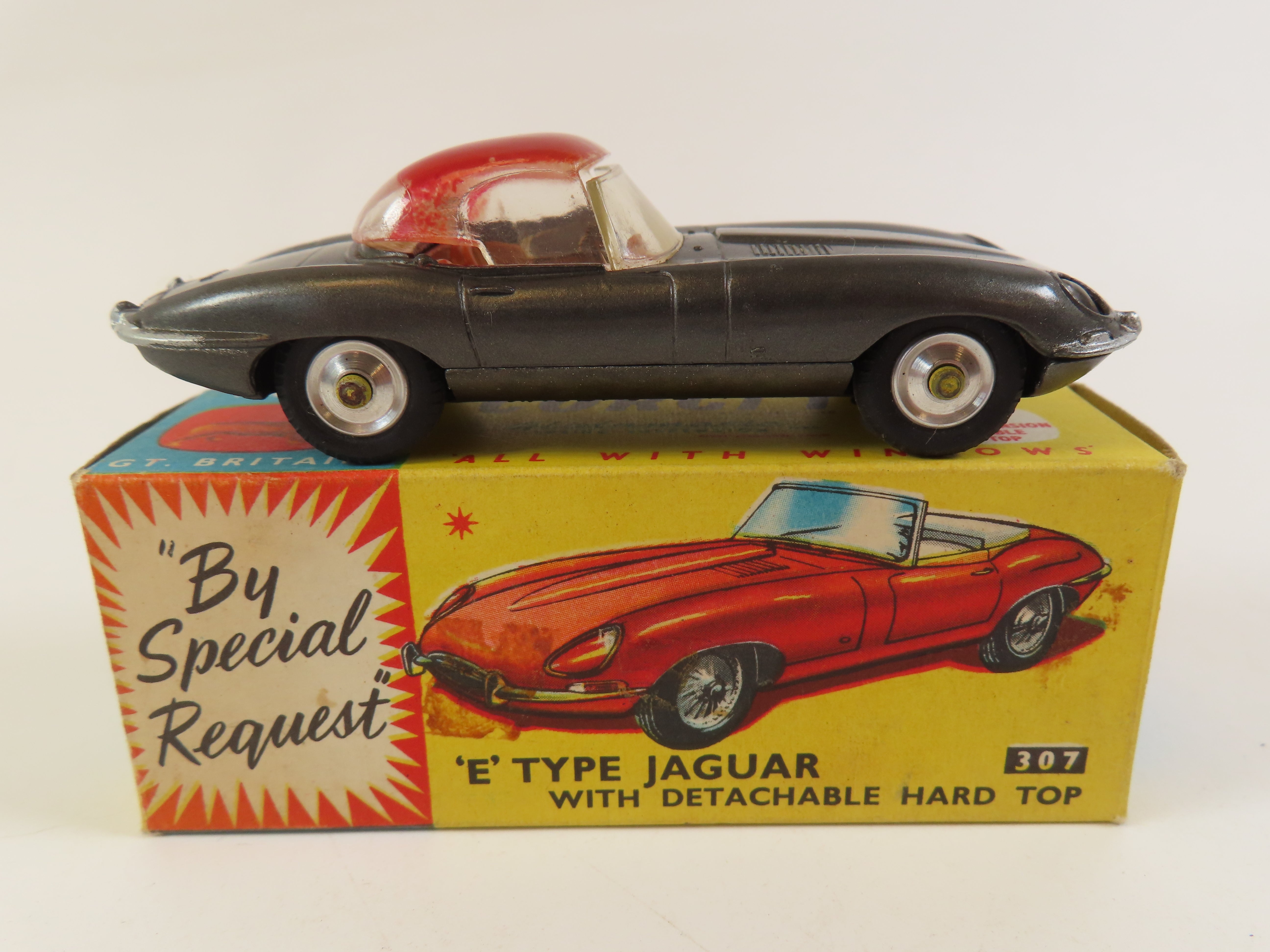 Corgi 307 'E' Type Jaguar with Detachable Hard Top, Very Near Mint