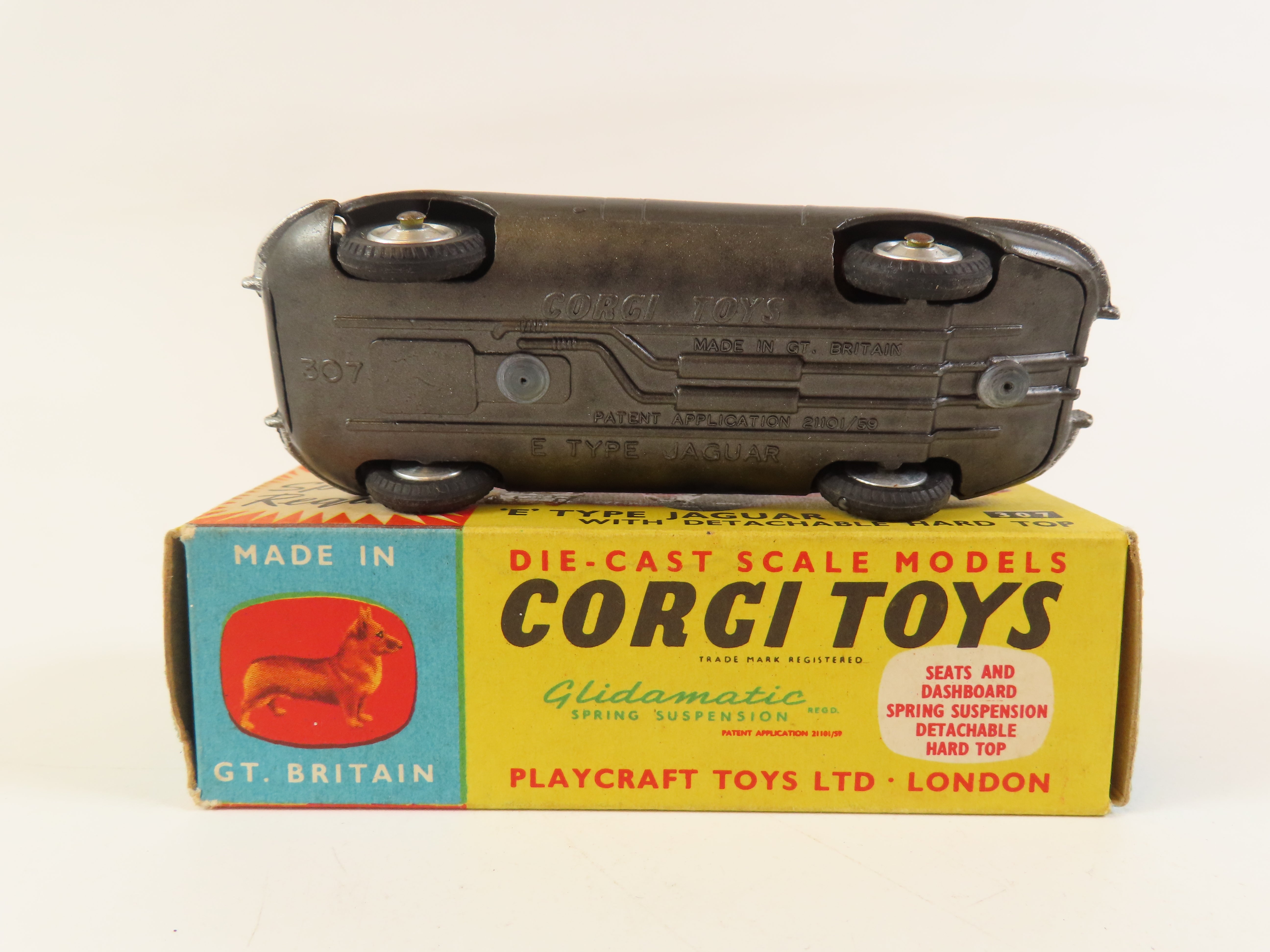 Corgi 307 'E' Type Jaguar with Detachable Hard Top, Very Near Mint
