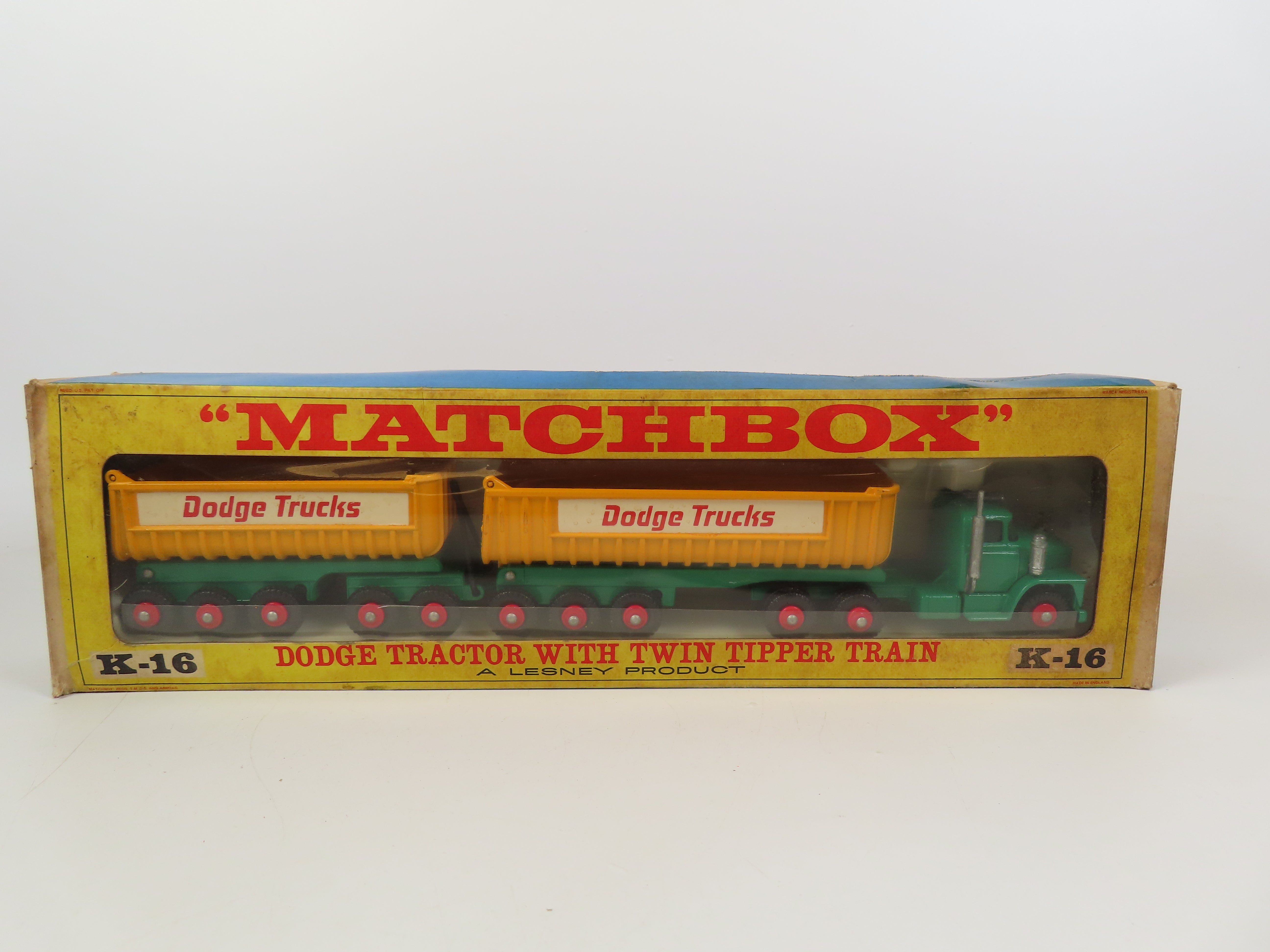 Matchbox King Size K-16 Dodge Tractor with Twin Tipper Train, 99
