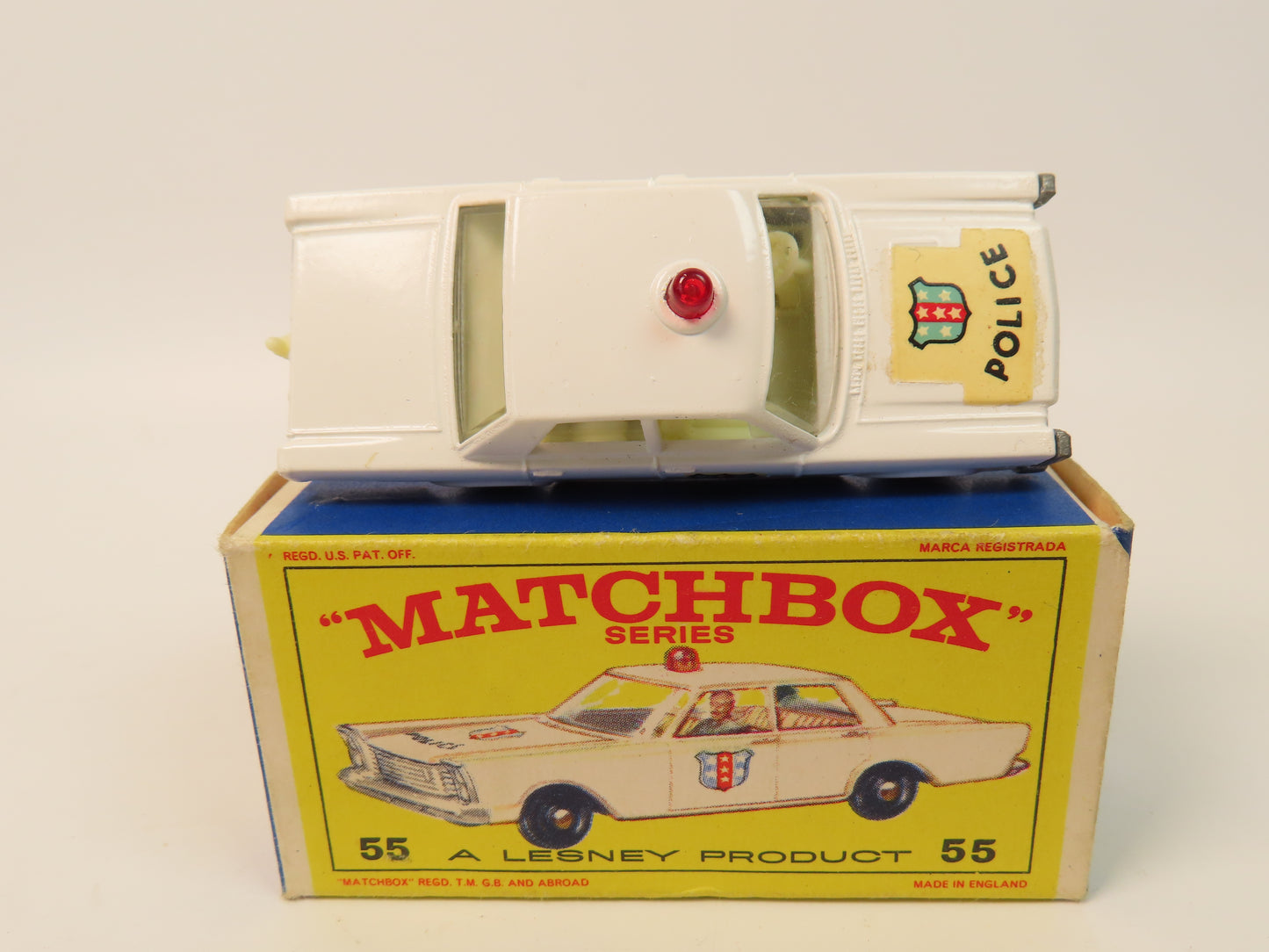 RESERVED ROB Matchbox 55 - Police Car - White - Very near mint boxed!