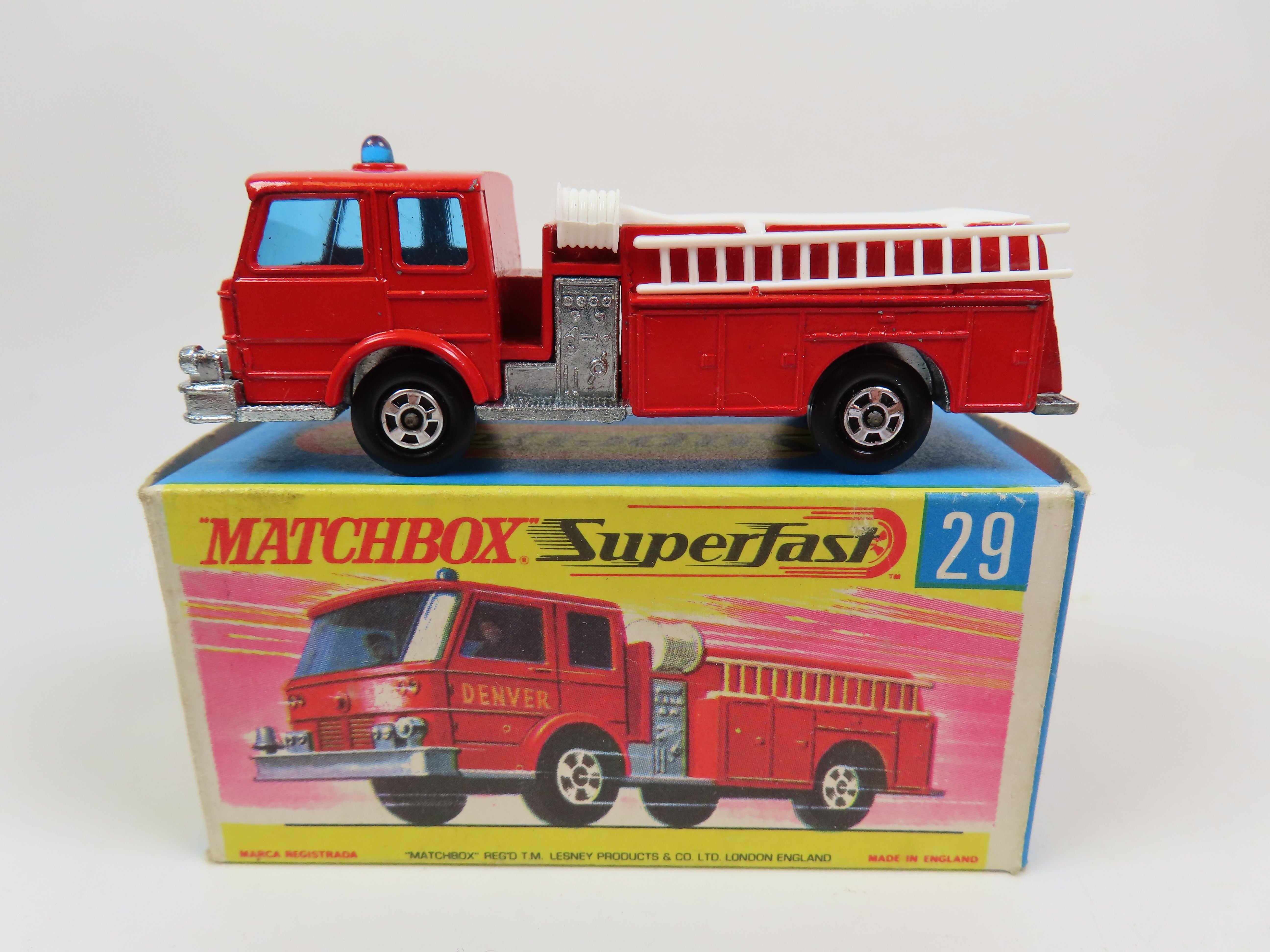 Matchbox Superfast 29 Fire Pumper Truck, Very Near Mint/Boxed