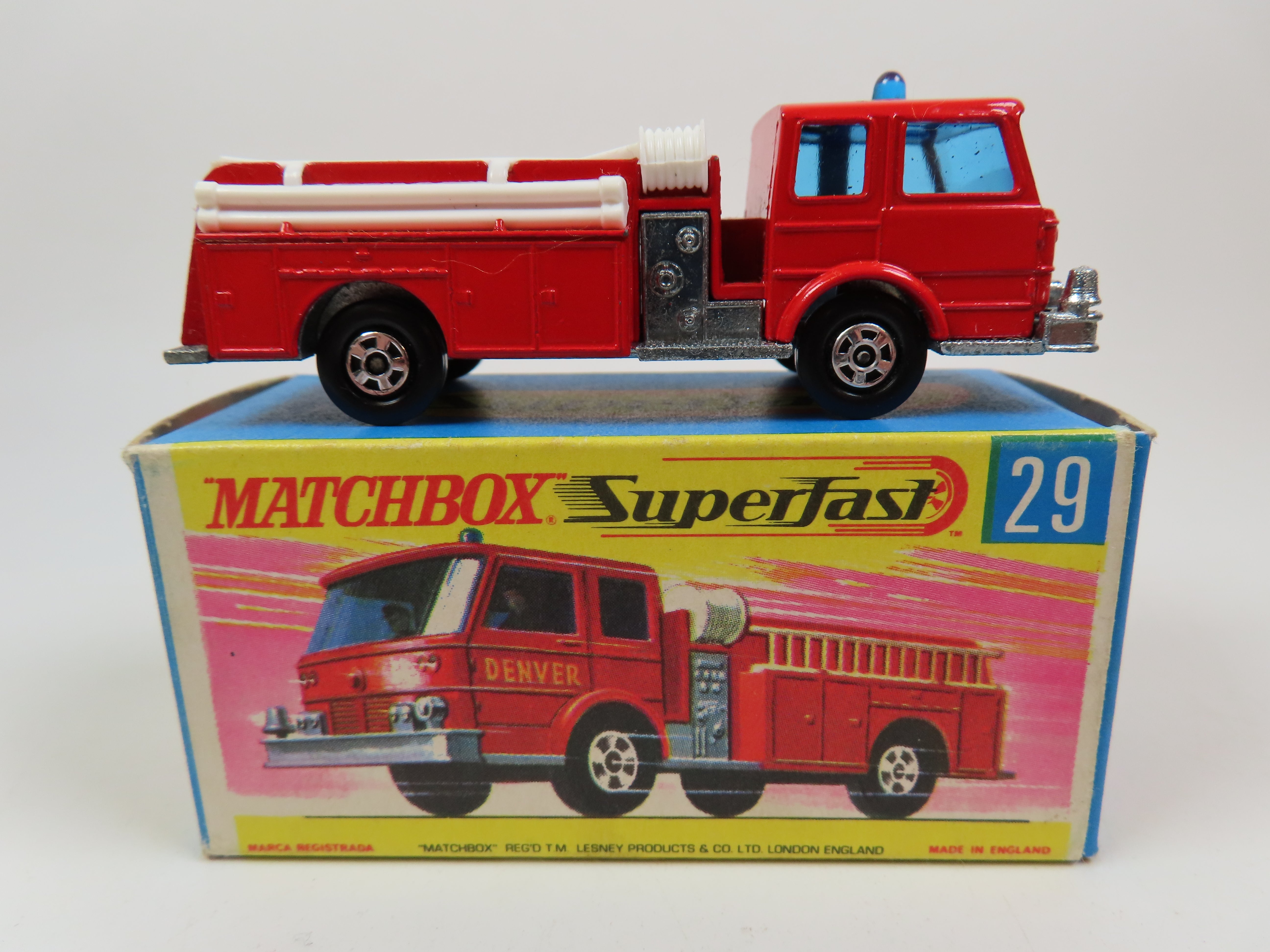 Matchbox Superfast 29 Fire Pumper Truck, Very Near Mint/Boxed