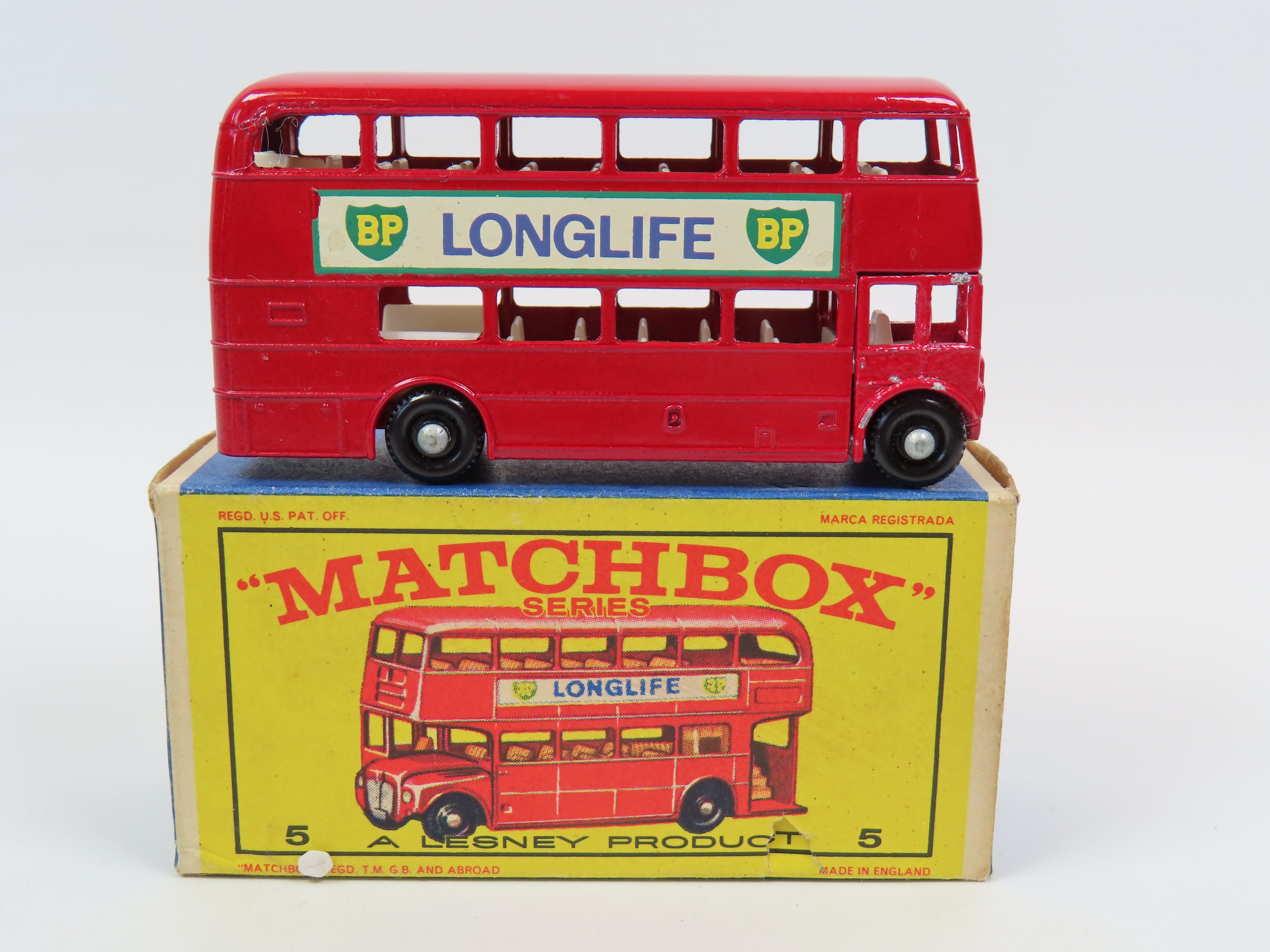 Matchbox 5 London Bus 'BP Longlife', Very Near Mint/Boxed!